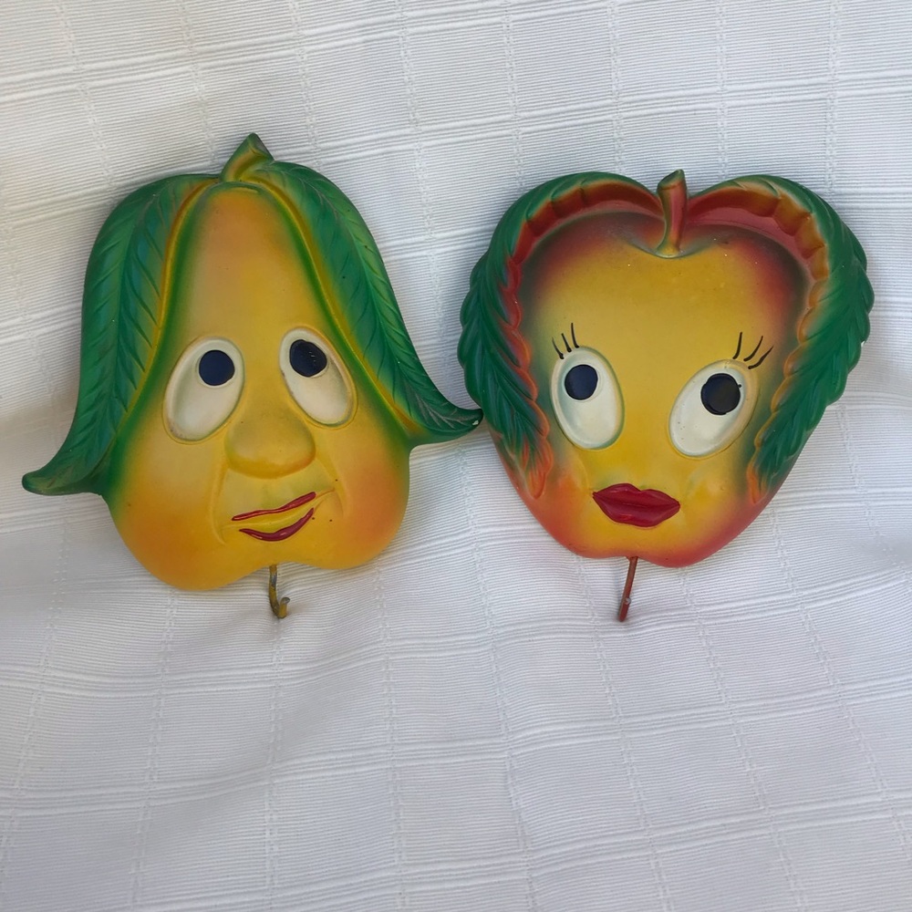 Vintage Anthropomorphic kitchen wall decor Miller studio 1970 apple pear - Picture 7 of 7